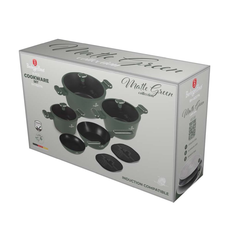 Sada nádobí s titanovým povrchem 10 ks Matte green Collection