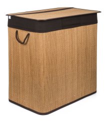 G21 Cesto de la ropa de 150 l con separadores, bambú con cesta marrón