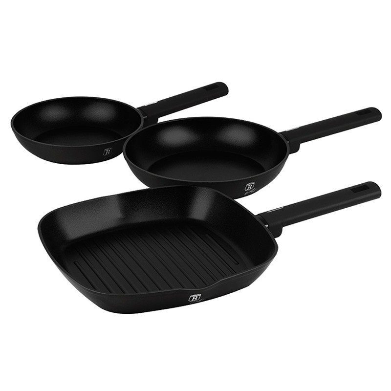 Sada pánví s titanovým povrchem 3 ks Matte Black Collection steak