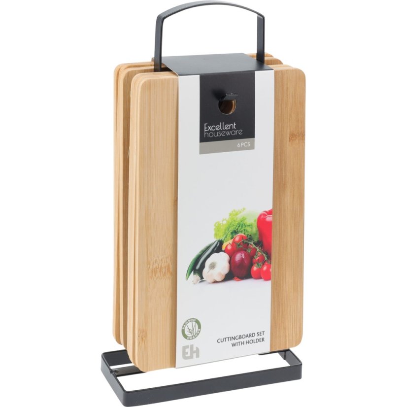 Krájacia doska bambusová sada 6 kusov v stojane