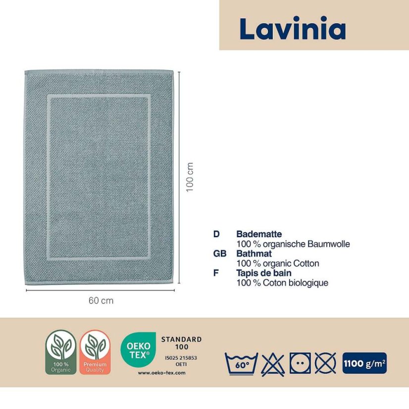 Koupelnová předložka Lavinia 100% organická bavlna modrá 60x100 cm