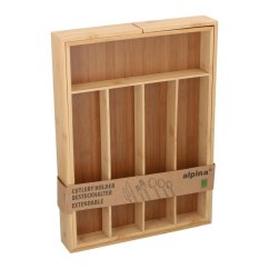 Cajonera plegable de bambú, de 46 x 33,5 x 6 cm a 55,3 x 46 x 6 cm