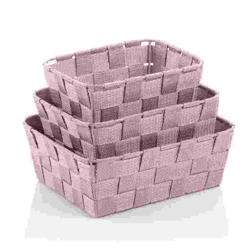 Sada košíkov Alvaro plast strieborno-ružová 3 kusy