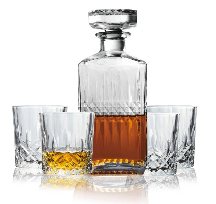 Sada lahve 750 ml a 4 ks sklenic na whisky 220 ml