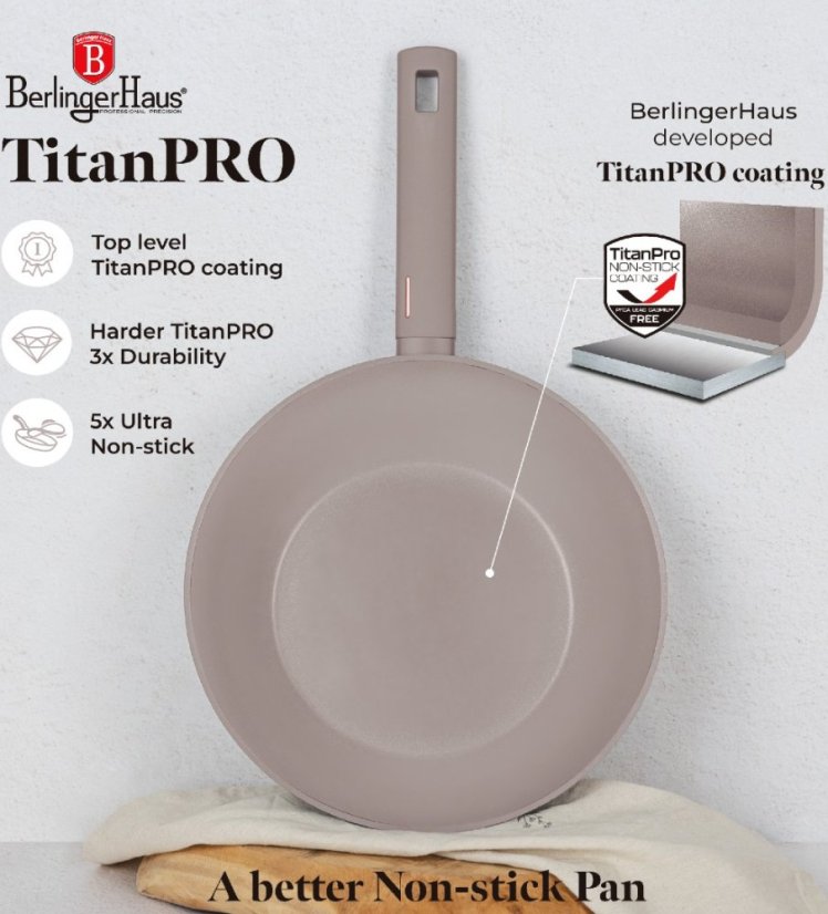 Pánev WOK s titanovým povrchem 28 cm Taupe Collection