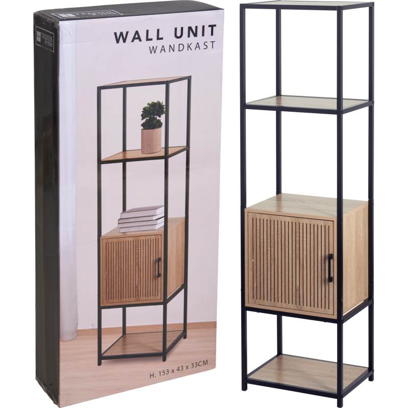 Regál s policemi a skříňkou 153x43x33 cm černá/dřevo