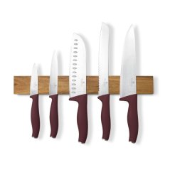 Sada nožů s magnetickým držákem z akátového dřeva 6 ks Leonardo Collection