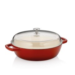 Hluboká pánev litinová CALIDO 28 cm 3,8l červená
