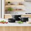 Batería de cocina de acero inoxidable 5 piezas Ronda negro