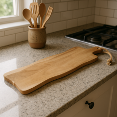 Teaková doska na krájanie a servírovanie s rukoväťou 59x20 cm