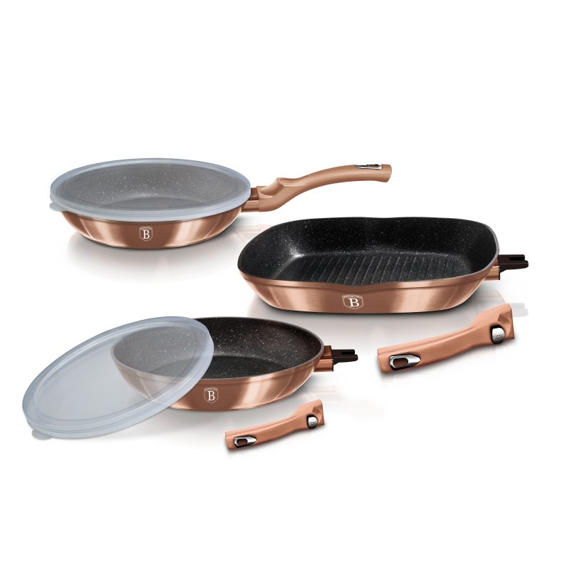 Sada pánví s odnímatelnou rukojetí 5 ks Rosegold Metallic Line steak