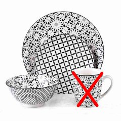 Sada talířů jídelní souprava 12 ks šedá bez hrnků Sada talířů jídelní souprava 12 ks šedá bez hrnků