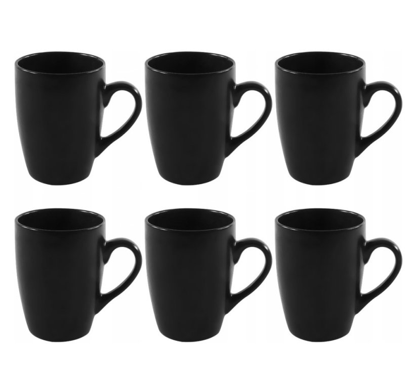 Căni de cafea și ceai porțelan set 6 buc 340 ml negru