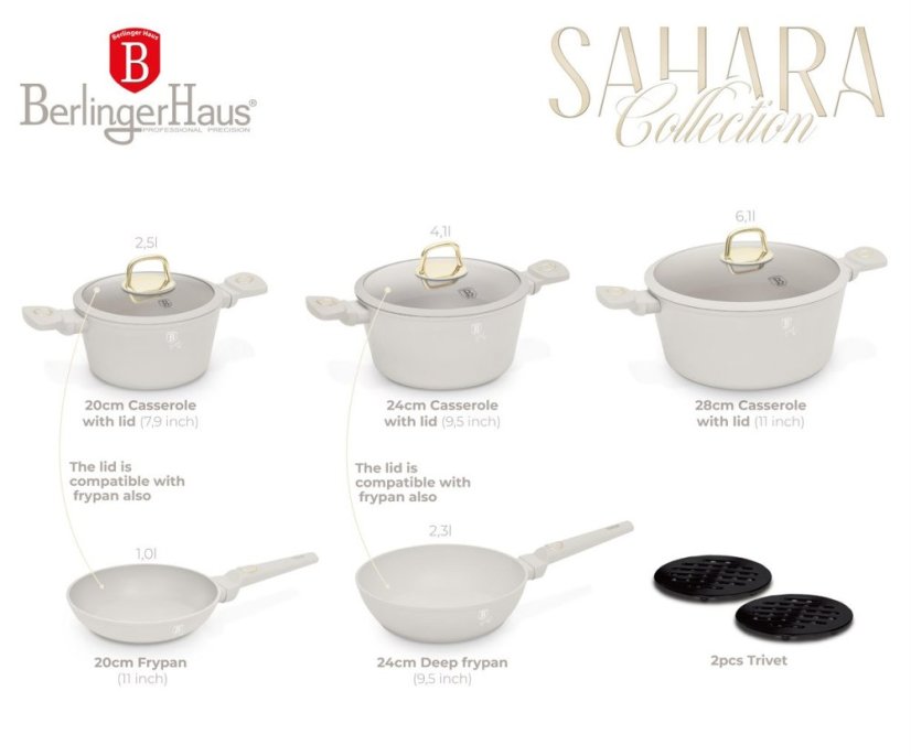Sada nádobí s titanovým povrchem 10 ks Sahara Collection Sada nádobí s titanovým povrchem 10 ks Sahara Collection