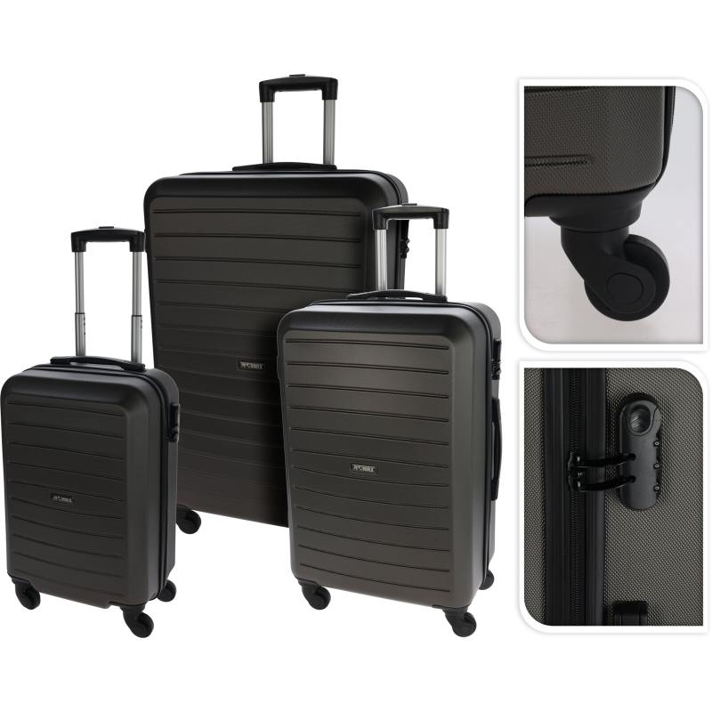 Set de valize de călătorie din plastic 3 buc 50 / 60 / 70 cm antracit