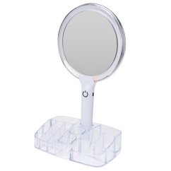 Kozmetické zrkadlo s LED osvetlením a organizérom 18 x 34,5 cm