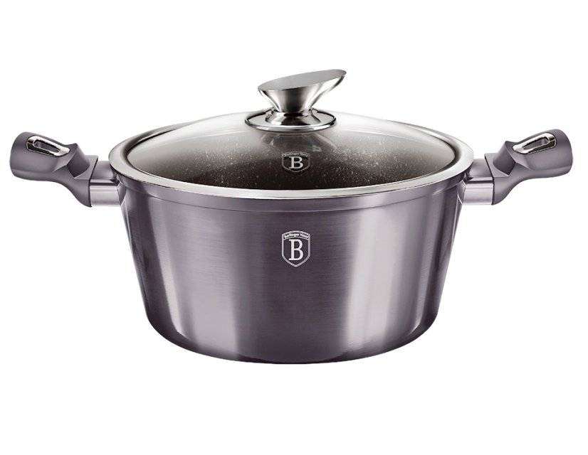 Caserola cu capac cu suprafata de marmura 20 cm Carbon PRO Line