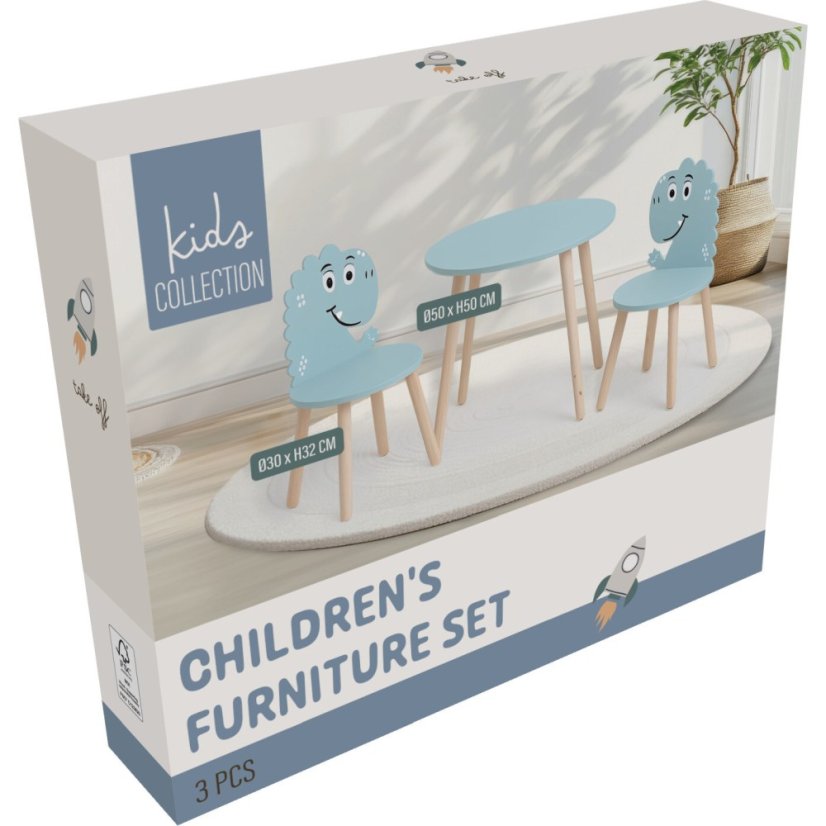 Detský stôl a stoličky sada 3 ks modrá