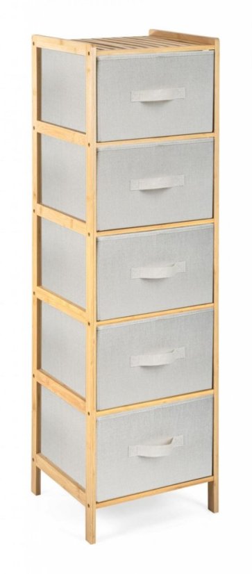 Estantería de bambú G21 con 5 cestas, beige