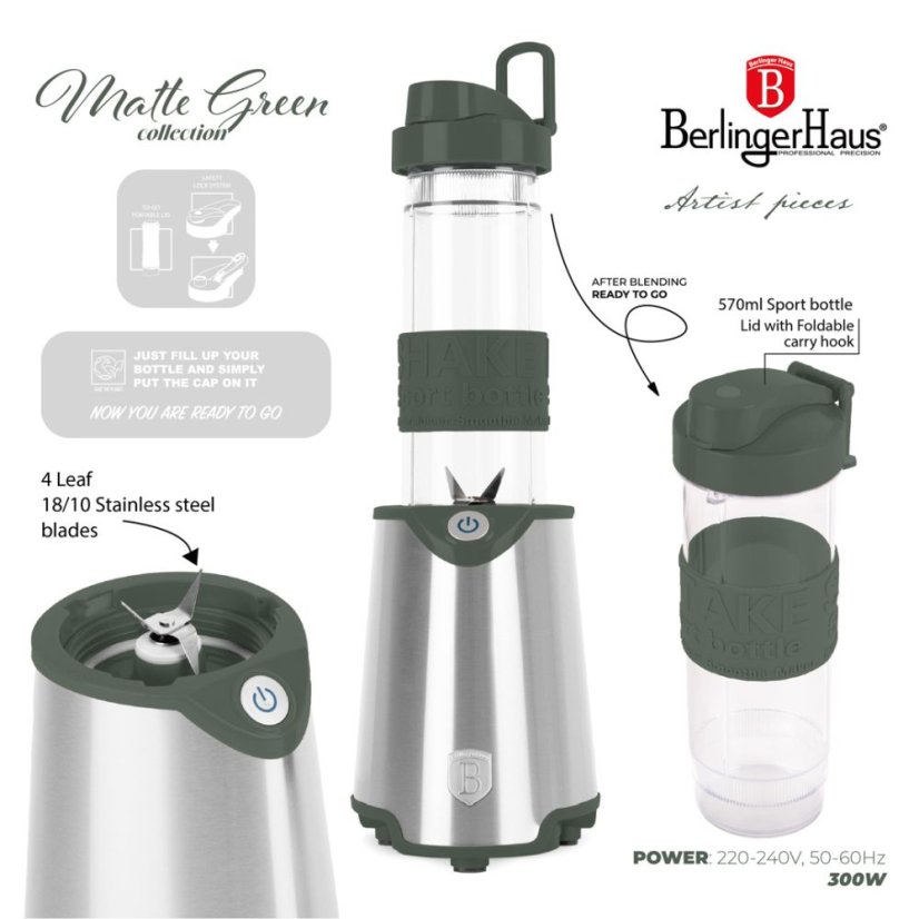 Mixér smoothie maker s lahví Matte Green Collection