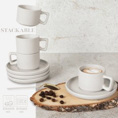 Sada hrnků na espresso s podšálkem 8 ks 100 ml Sahara Collection Sada hrnků na espresso s podšálkem 8 ks 100 ml Sahara Collection