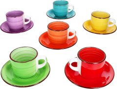 Hrnčeky na cappuccino s podšálkami sada 12 ks 350 ml COLOURS