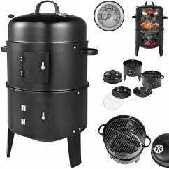 Barbacoa de jardín con ahumador 40 x 78 cm negro Barbacoa de jardín con ahumador 40 x 78 cm negro