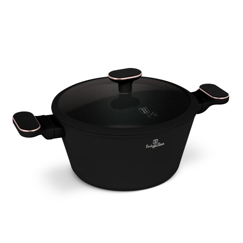 Caserolă cu suprafață din titan și capac 24 cm Black Rose Collection
