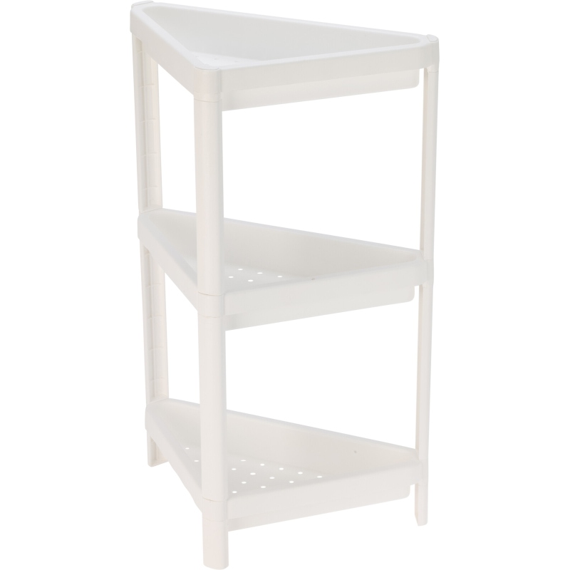 Raft de colț din plastic cu 3 niveluri, 71 cm, alb