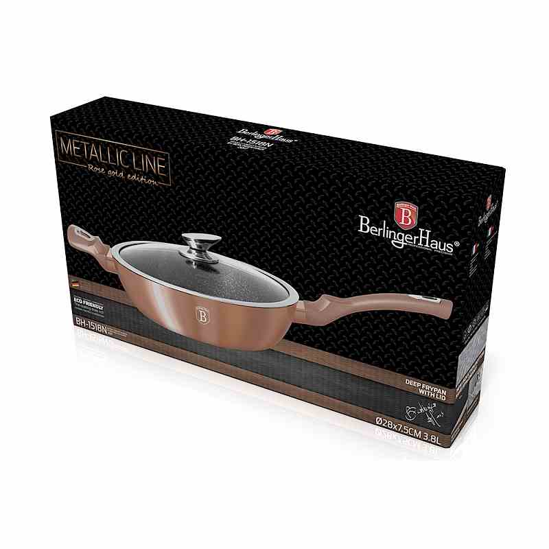 Pánev hluboká s mramorovým povrchem a poklicí 28 cm Rosegold Metallic Line
