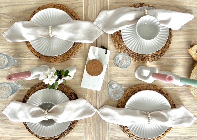 Jídelní sada talířů porcelánová PEARL 18 ks bílá