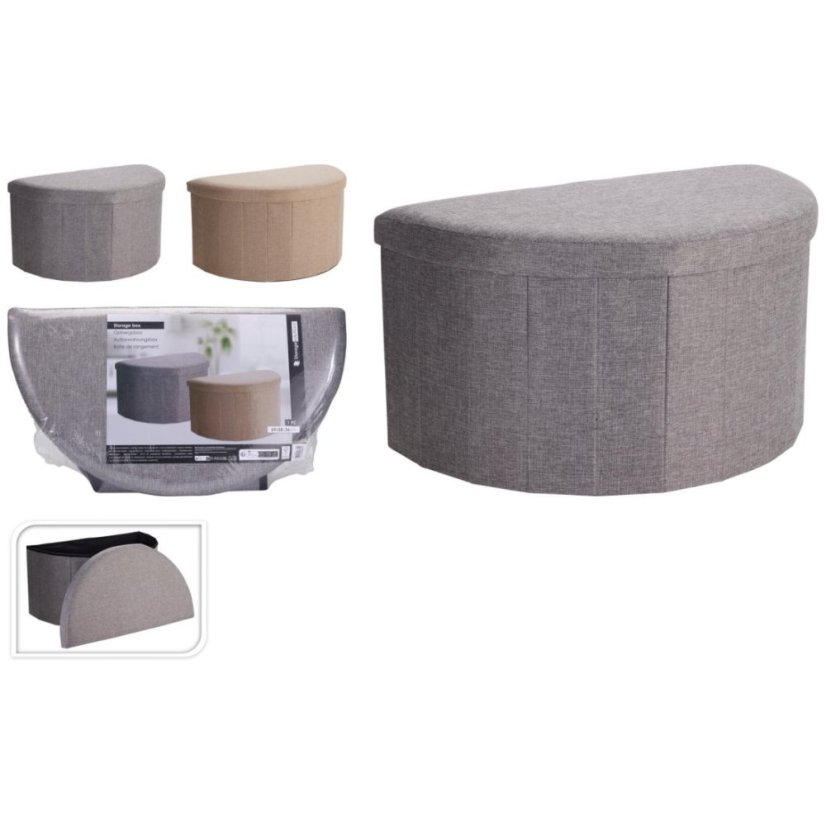 Taburet cu spațiu de depozitare 69 × 38 cm, gri