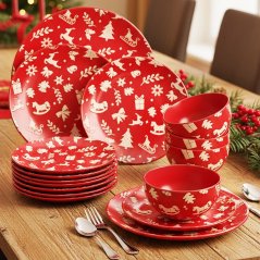 Sada tanierov Vánočné 18 ks RED Christmas Sada tanierov Vánočné 18 ks RED Christmas