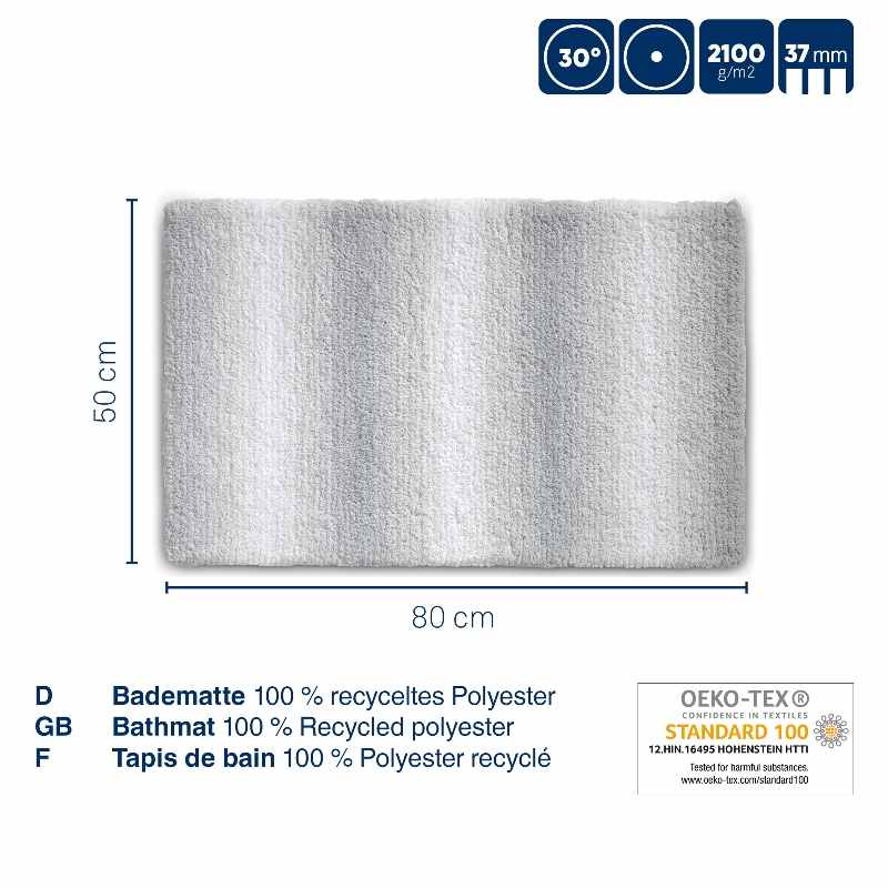 Alfombra de baño Ombre 80x50 cm poliéster azul