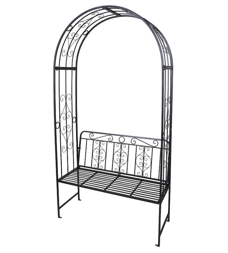 Arco de jardín para rosales con banco 121 x 230 cm