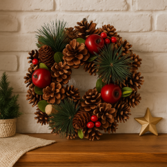 Corona de Navidad pino 25 cm natural