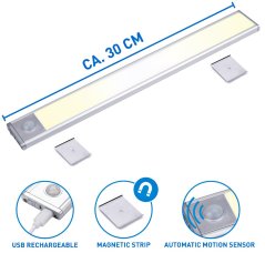 LED svetlo nabíjacie so senzorom pohybu 30 cm