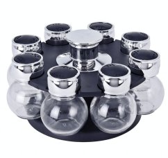 Juego de 9 botes para especias en un soporte giratorio