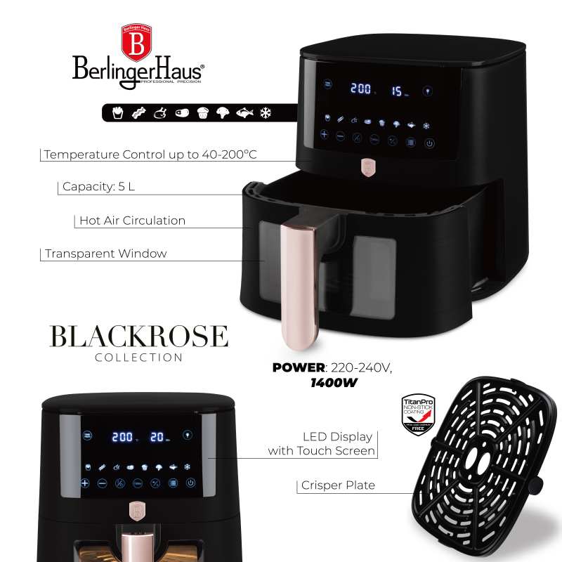 Teplovzdušná fritéza digitálna 5 l Black Rose Collection