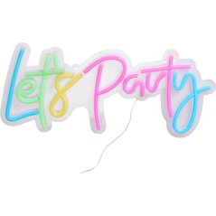 Dekorácia osvetlený nástenný nápis Lets party