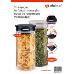 Borcan de sticla 21,5 cm negru