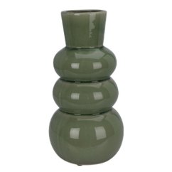 Váza 3 bubliny 25 cm zelená