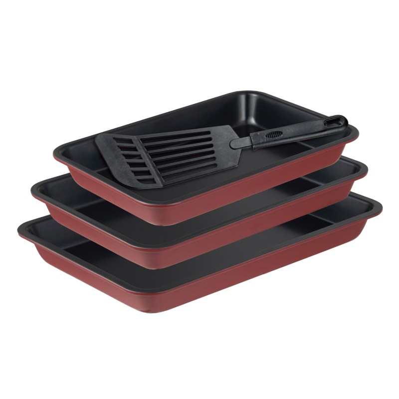 Pekáč s nepřilnavým povrchem a naběračkou MAROON sada 3 ks