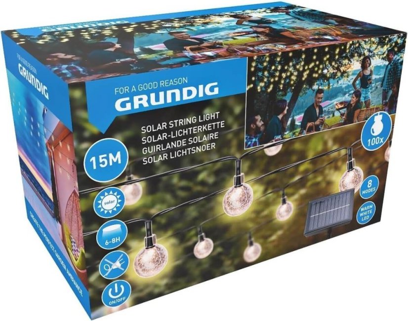 Solární LED světelný řetěz 100 lamp