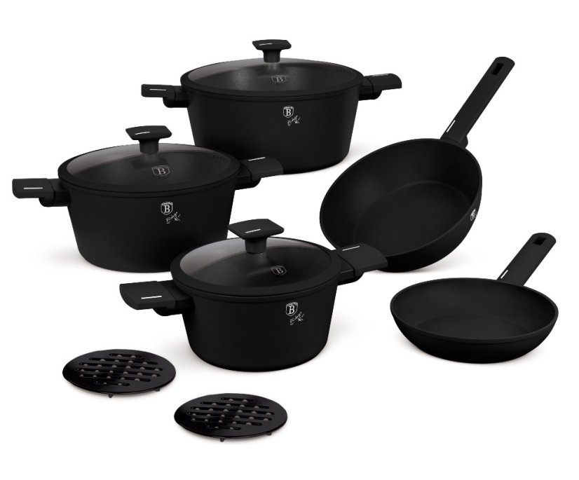 Sada nádobí s titanovým povrchem 10 ks Matte Black Collection
