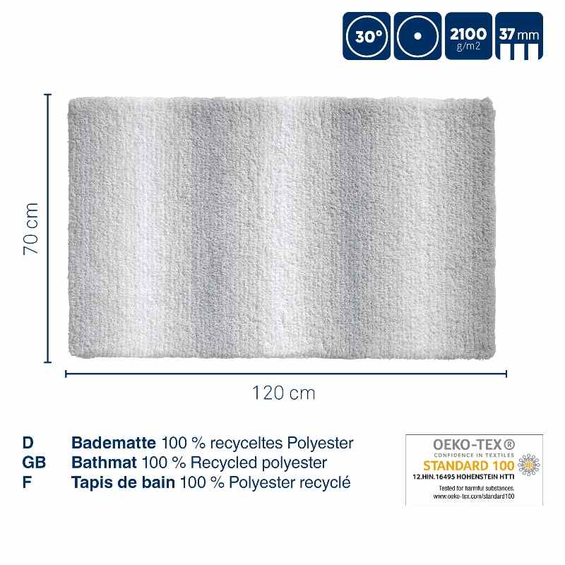 Alfombrilla de baño Ombre 120x70 cm poliéster gris