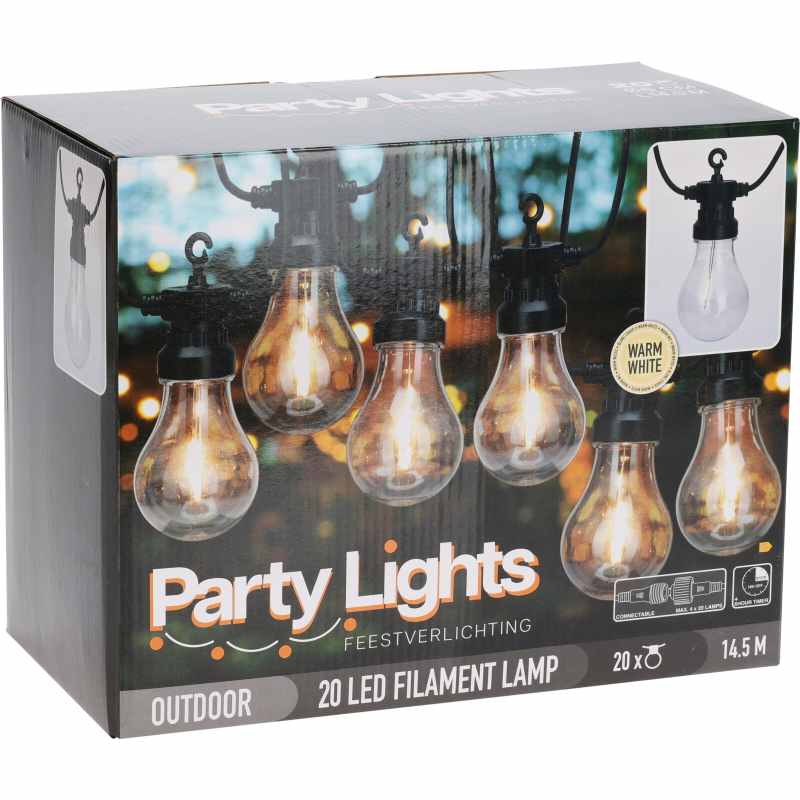 Iluminat pentru petreceri în grădină cu 20 de LED-uri, alb cald