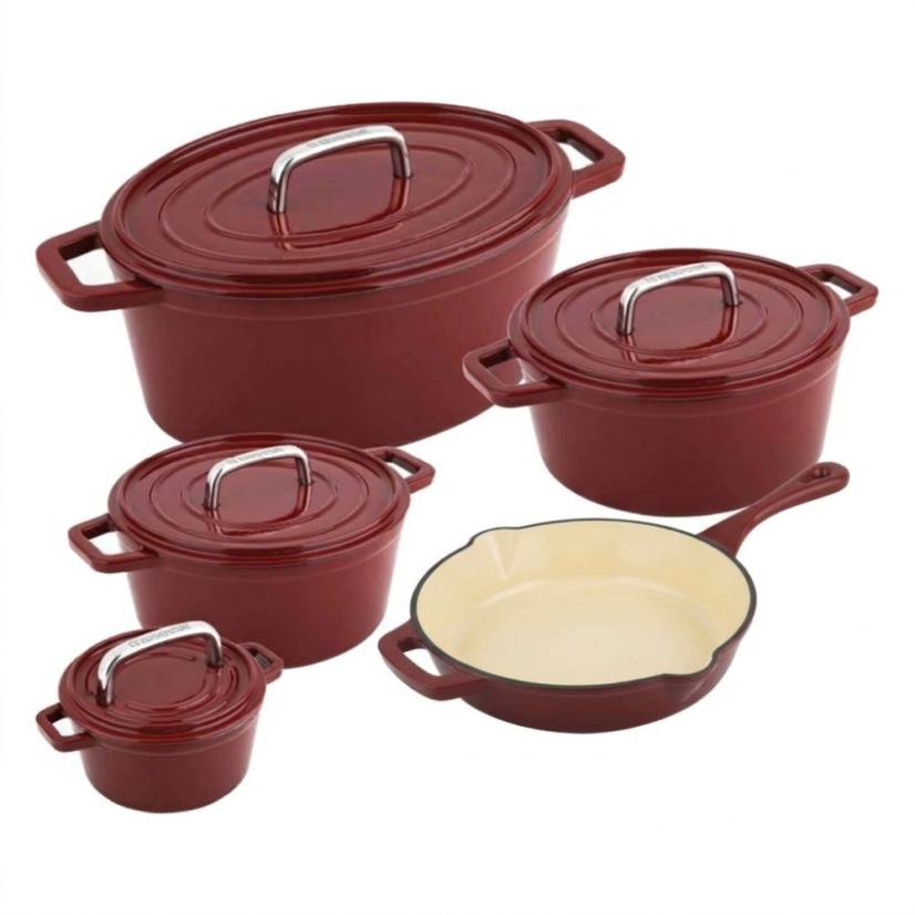 Pánev litinová se smaltovaným povrchem ALPEN 26 cm červená