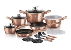 Sada nádobí s mramorovým povrchem 18 ks Rosegold Metallic Line