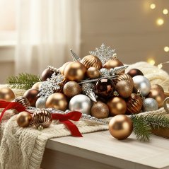 Vianočné ozdoby sada 57 ks jantárová